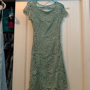 Open back mint great lace formal dress